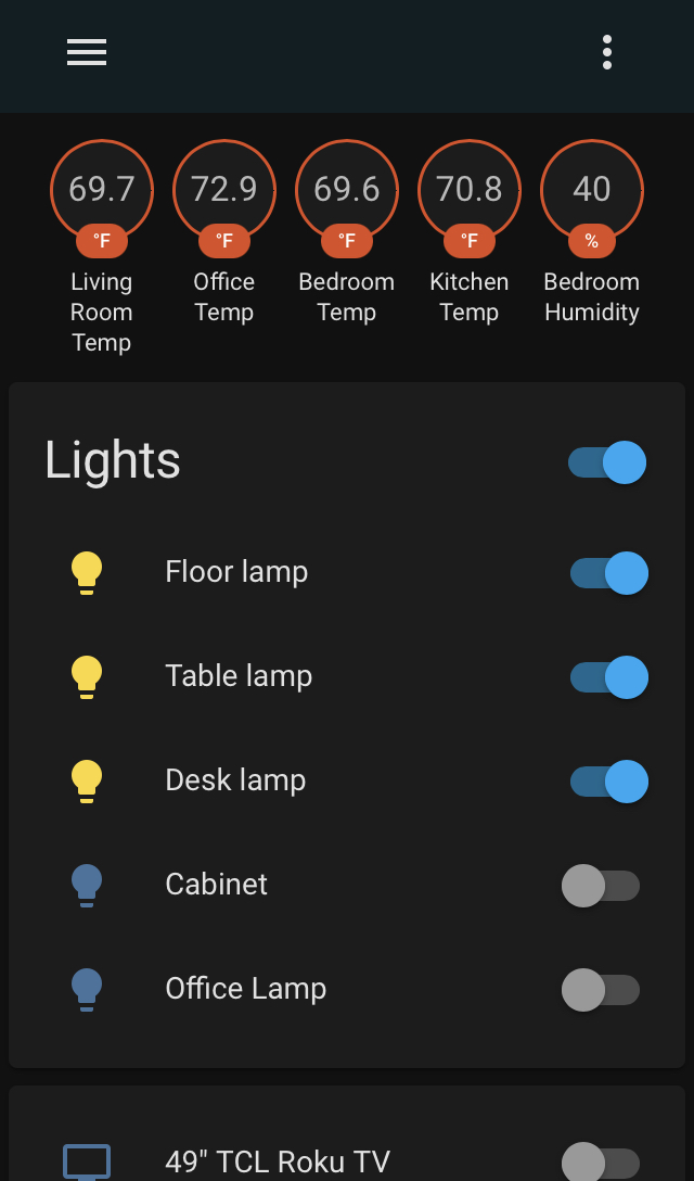 Home Assistant web panel on phone